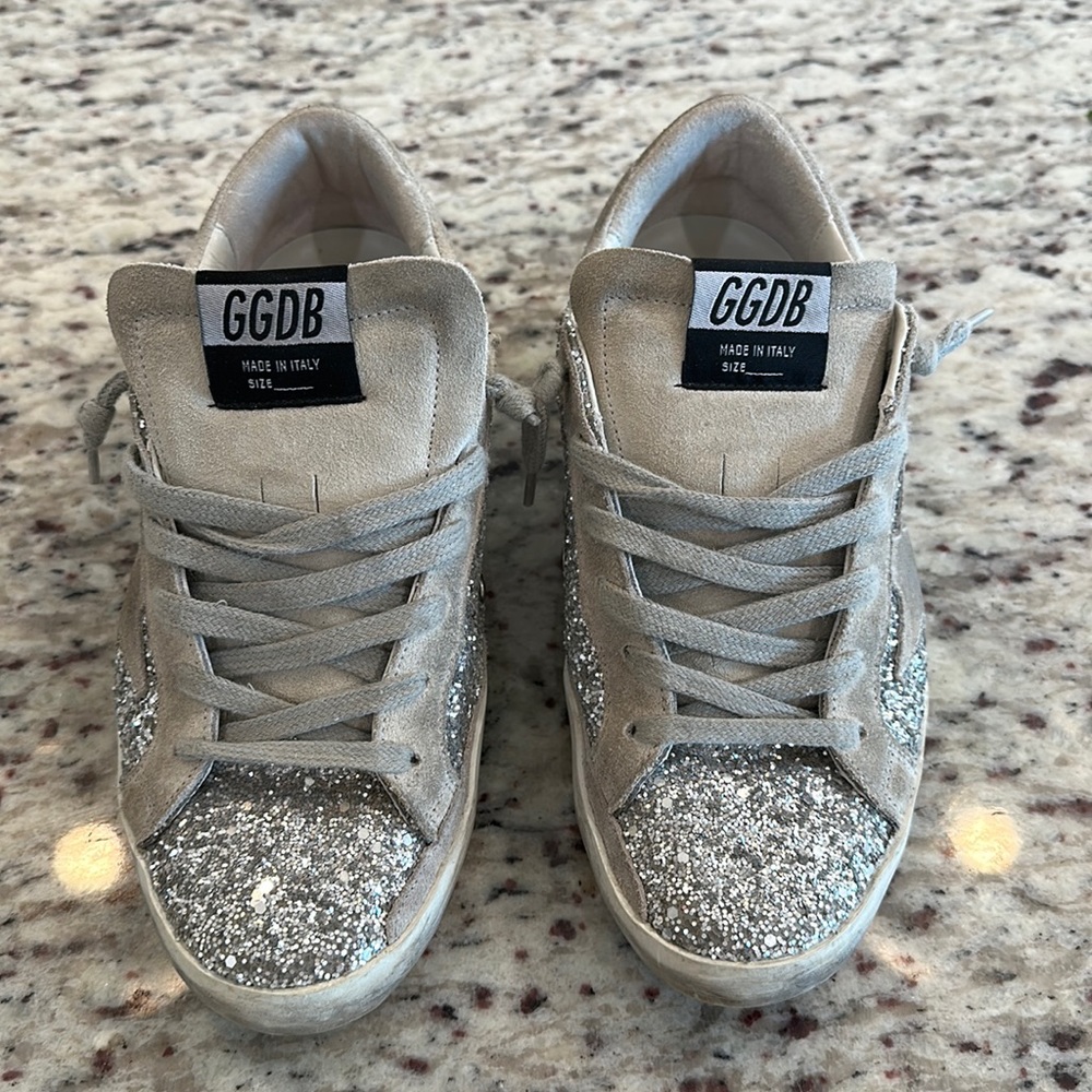 Golden Goose Suede Glitter Superstar Low-Top Sneakers